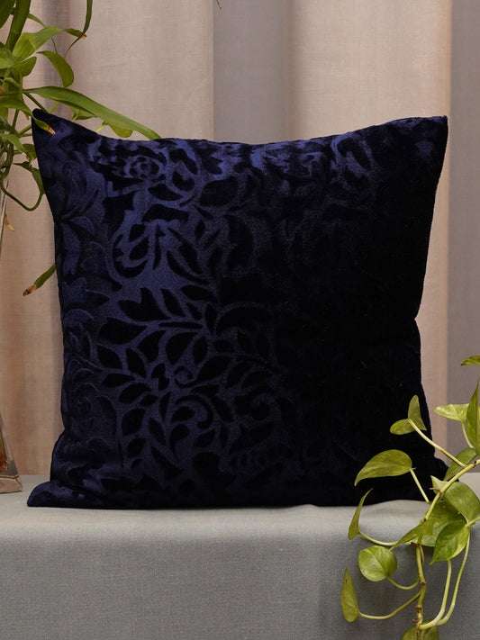 Cushion Cover Velvet Floral Blue - 16" X 16"