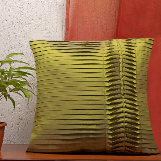 Technique Cushion Cover 100% Polyester One-Side Pleated Green - 16" X 16"