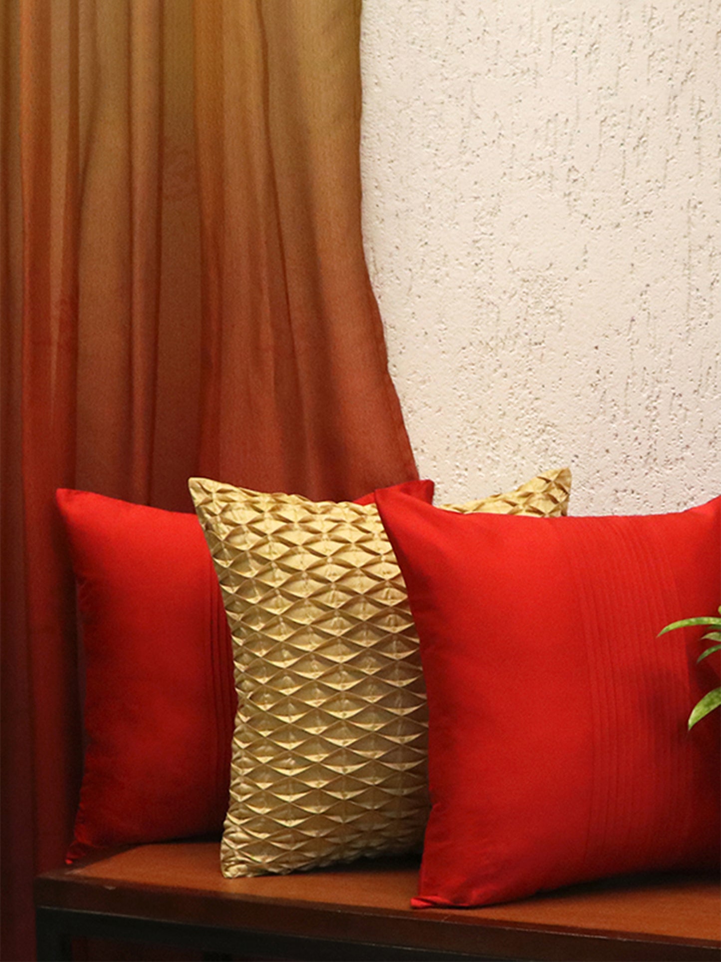 Technique Cushion Cover Set of 3 100% Polyester  Shell And Center Pleated Multi - 16" x 16"