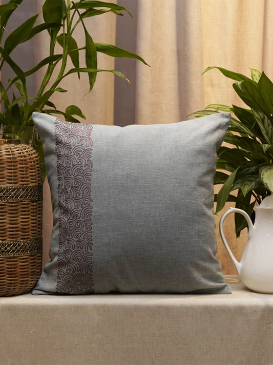 Embroidered Cushion Cover Cotton Blend  Teal - 16" X 16"