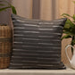 Embroidered Cushion Cover Cotton Linen  Striped  Dark Grey - 16" X 16"
