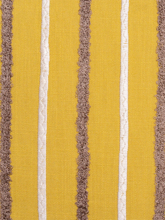 Embroidered Cushion Cover Cotton Blend Striped  Lime Green - 16" X 16"