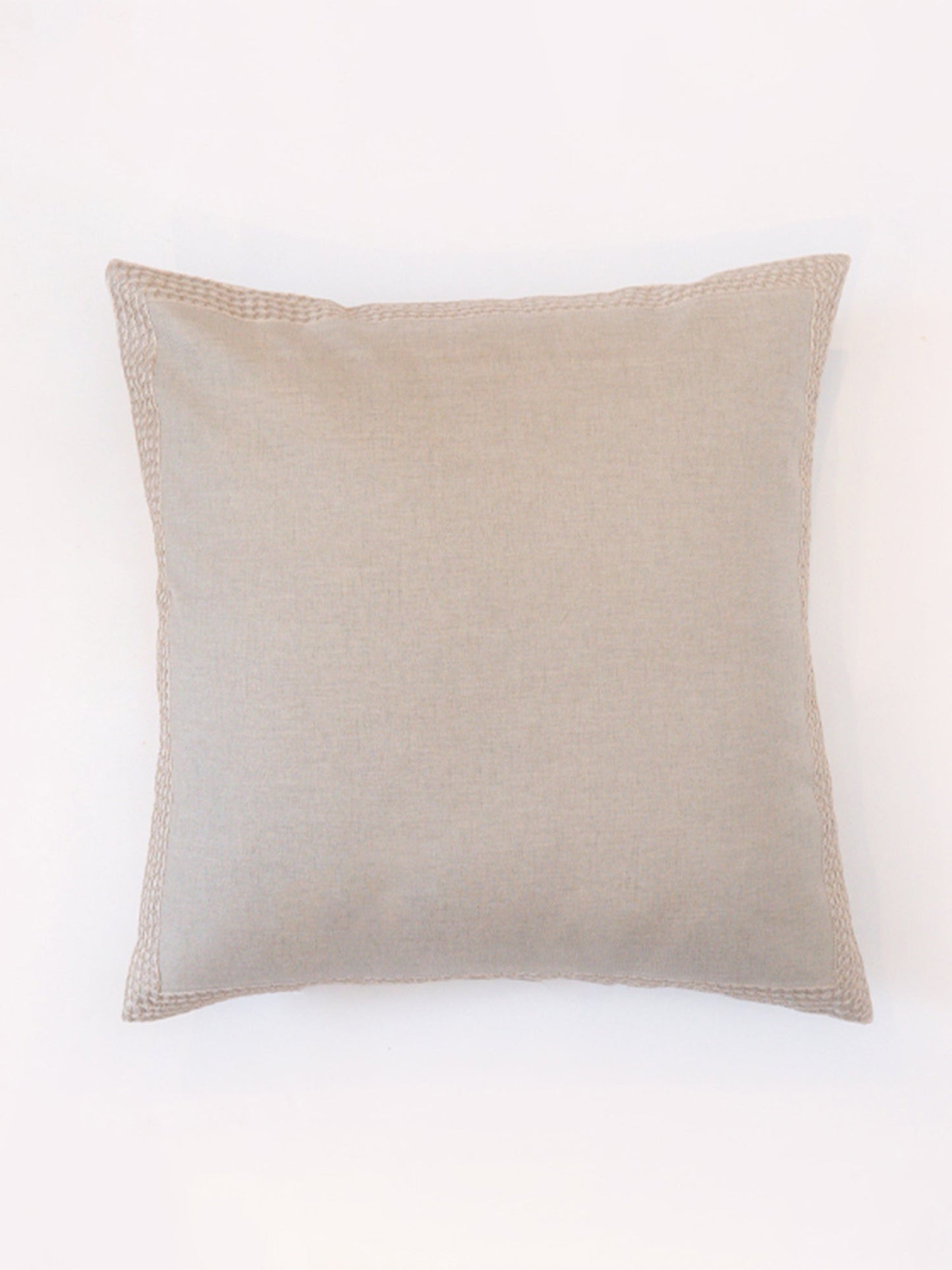 Embroidered Cushion Cover Polyester Blend  Beige - 16" X 16"