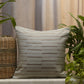 Embroidered Cushion Cover Polyester Blend Striped Light Beige - 16" X 16"