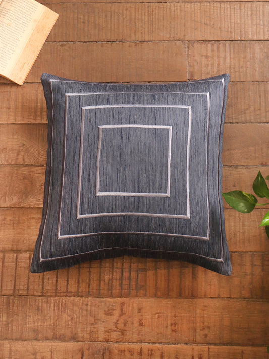 Cushion Cover Polyester Blend Concentric Embroidery Blue - 16" x 16"
