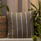 Embroidered Cushion Cover  Cotton Blend Striped Light Blue - 16"X16"