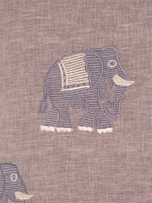 Embroidered Cushion Cover Cotton Blend  Grey - 16" X 16"