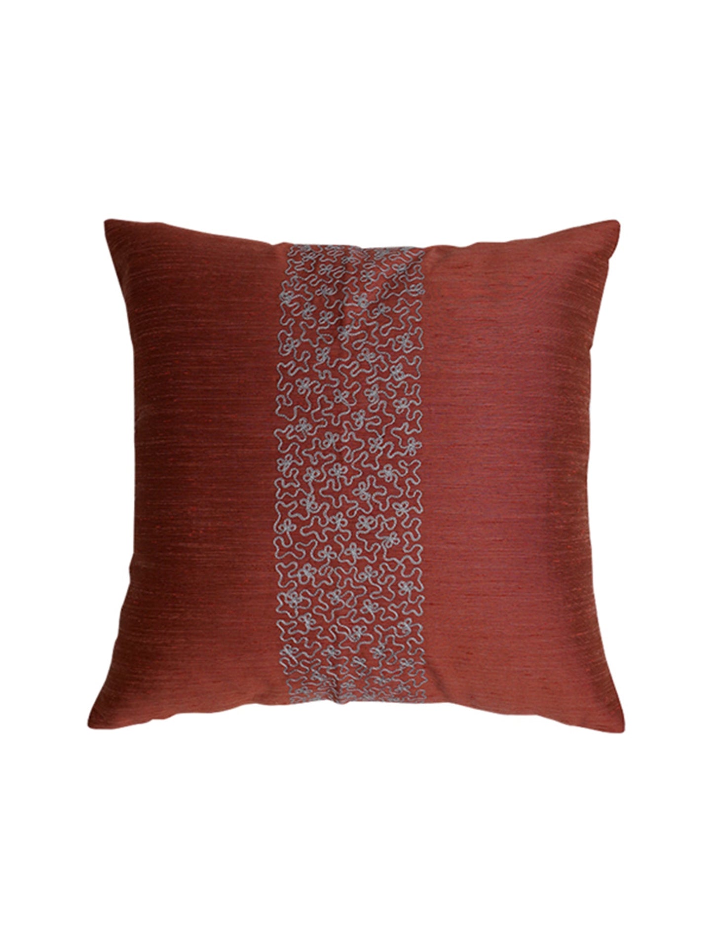 Embroidered Cushion Cover Polyester Blend  Rust - 16" X 16"