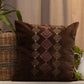 Embroidered Cushion Cover Cotton Blend & Polyester Blend Brown 0 - 16" X 16"