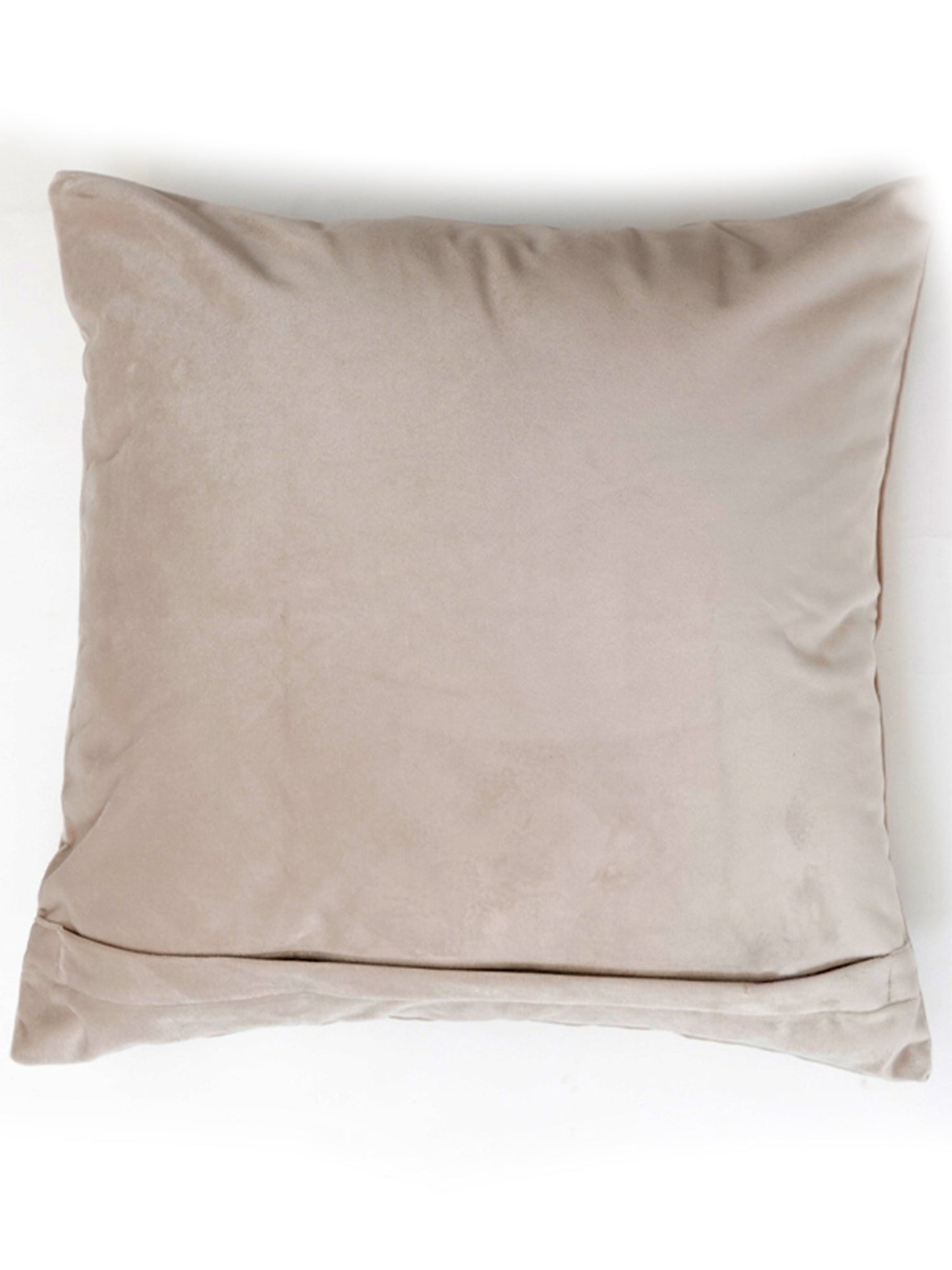 Embroidered Cushion Cover Velvet  Off White - 16" X 16"