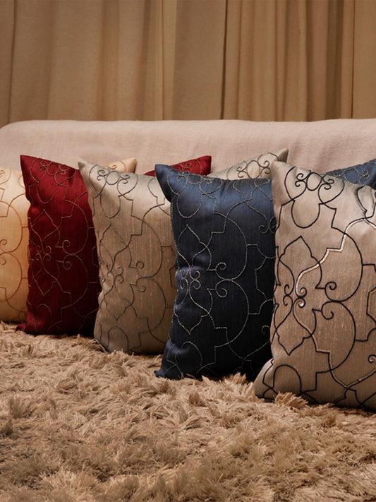 Co-ordinated Cushion Cover Set Of 5 Polyester Blend Embroidered Multi Color -16" x 16"
