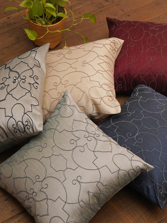 Co-ordinated Cushion Cover Set Of 5 Polyester Blend Embroidered Multi Color -16" x 16"