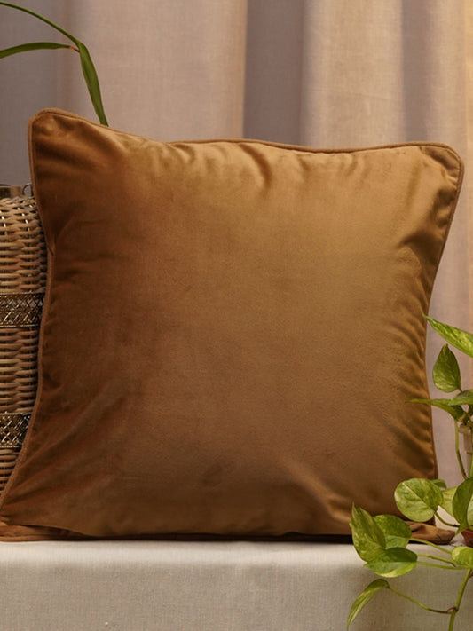 Cushion Cover Velvet  Golden Brown - 12" X 12"