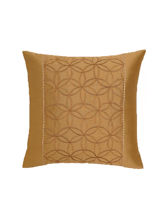 Golden Embroidered Cushion Cover in 16"x16"