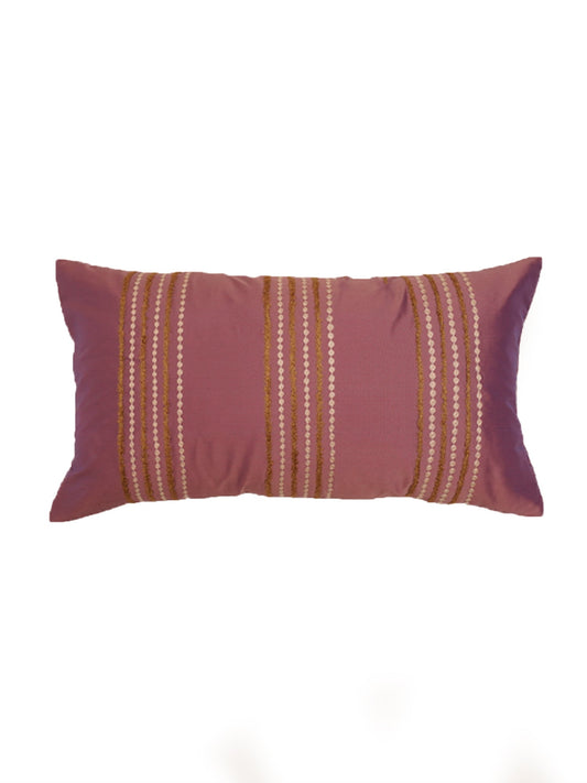 Embroidered Cushion Cover Cotton Purple - 12"x22"