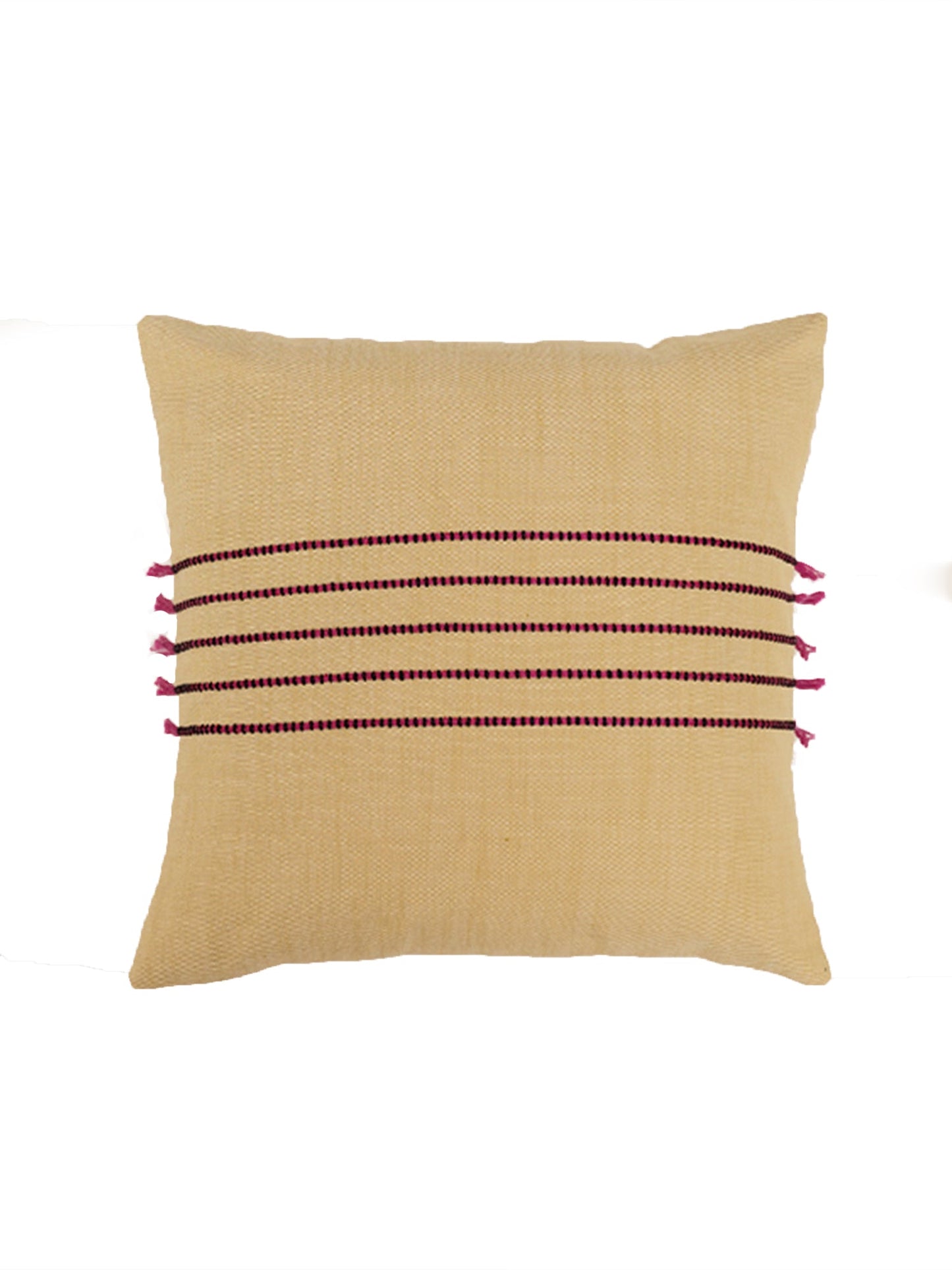 Embroidered Cushion Cover Polyester Blend Yellow - 16"x16"