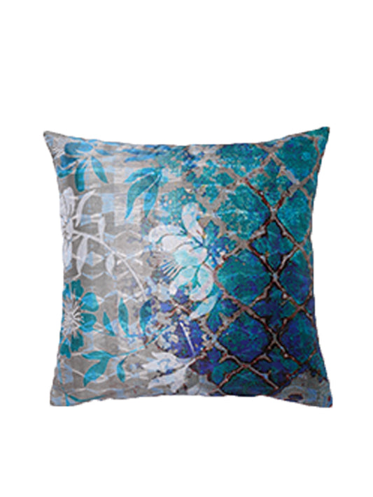 Cushion Cover 100% Polyster Floral Embroidered Teal - 16" X 16"