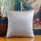 Pompom Cushion Cover Cotton Blend Silver - 16" x 16"