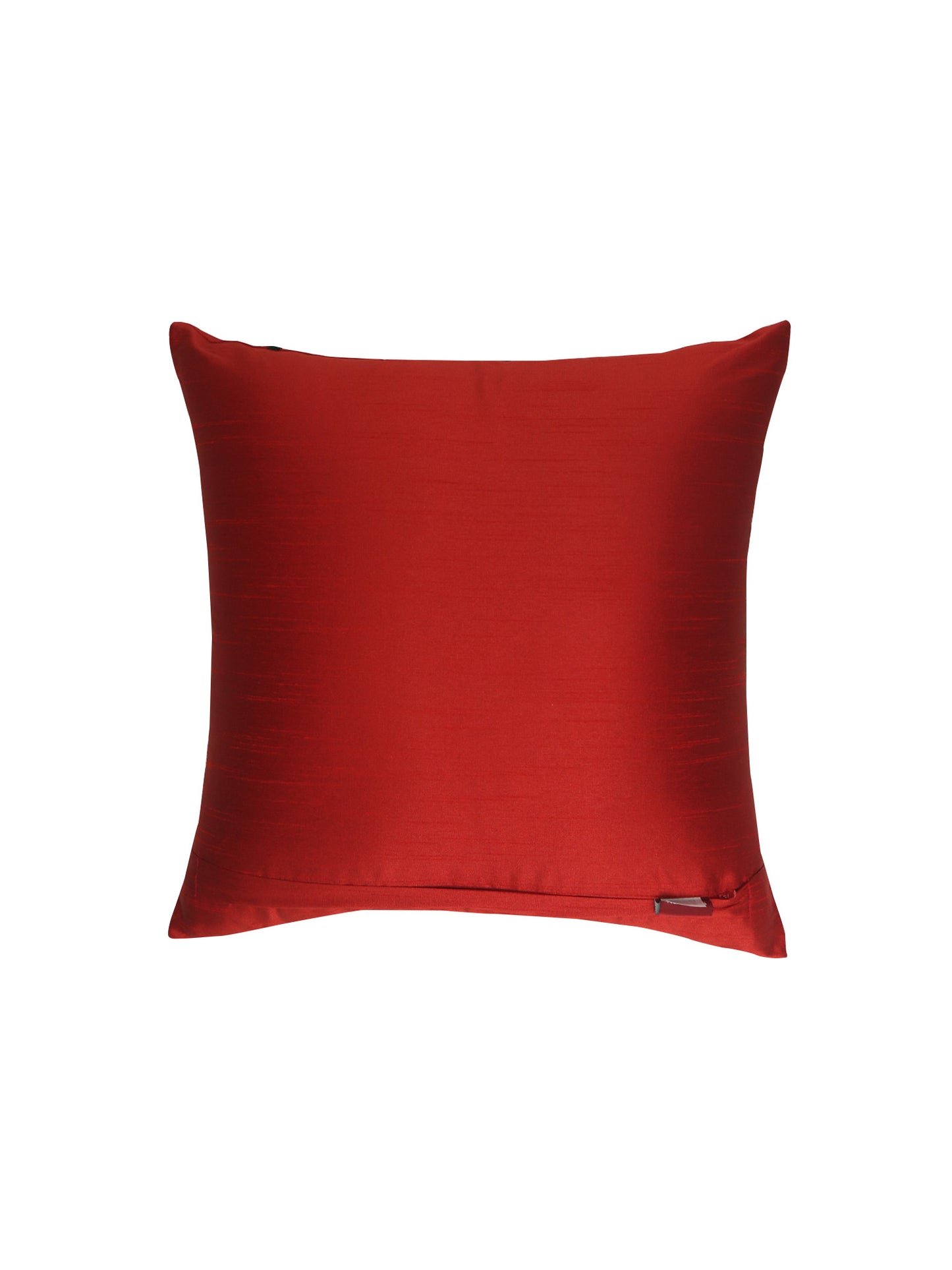 Embroidered Cushion Cover Cotton Blend Red Green - 16" x 16"