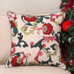 Embroidered & Printed Cushion Cover with Cord Piping Floral Cotton Blend Multi - 16" x 16"