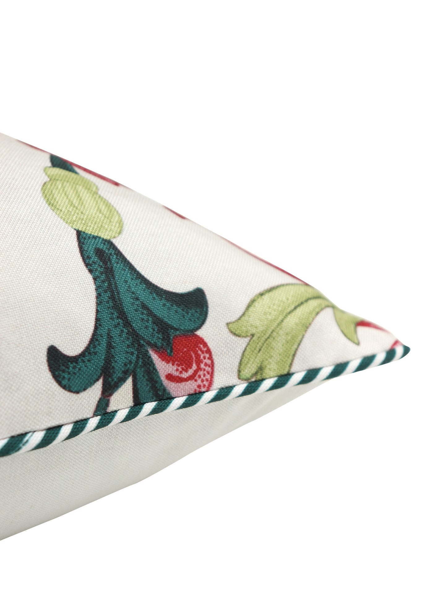 Embroidered & Printed Cushion Cover with Cord Piping Floral Cotton Blend Multi - 16" x 16"