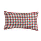Printed Cushion Cover with Cord Piping Houndstooth Cotton Polyester Red Green White- 12" x 22"