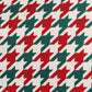 Printed Cushion Cover with Cord Piping Houndstooth Cotton Polyester Red Green White- 12" x 22"
