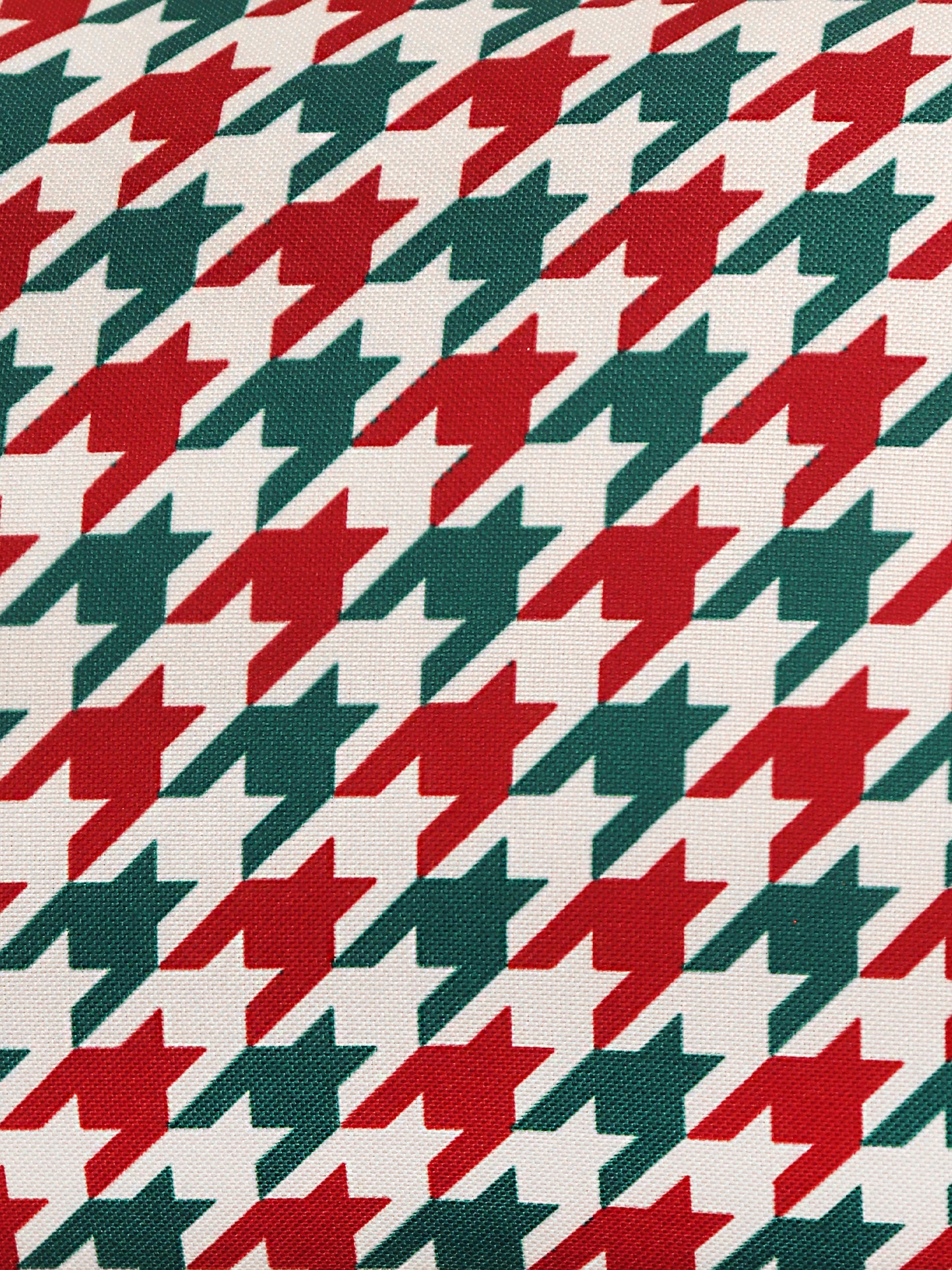 Printed Cushion Cover with Cord Piping Houndstooth Cotton Polyester Red Green White- 12" x 22"