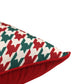 Printed Cushion Cover with Cord Piping Houndstooth Cotton Polyester Red Green White- 12" x 22"
