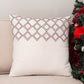 Embroidery Chawal taka Cushion Cover with Lines Cotton Blend White - 16" x 16"