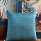 Self Quilted Cushion Cover with Bead Polyester Blend Teal - 16" x 16"
