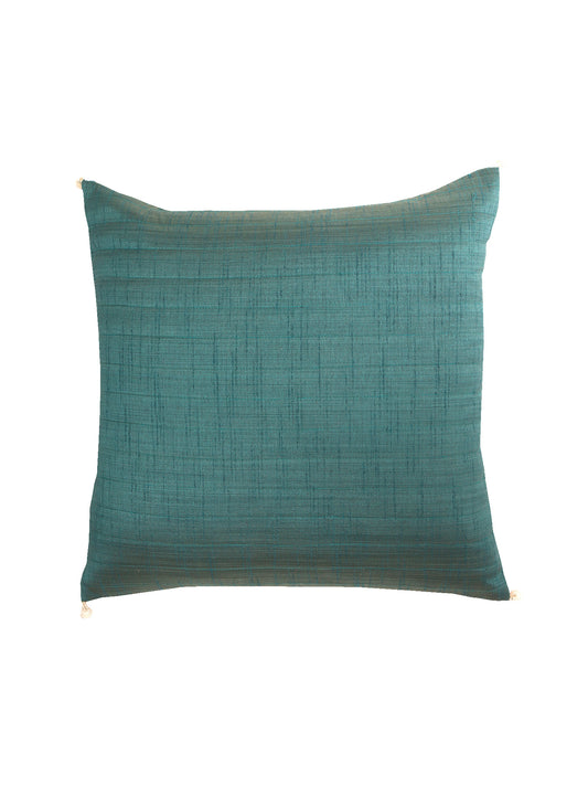 Self Quilted Cushion Cover with Bead Polyester Blend Teal - 16" x 16"