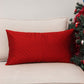 Line Embroidered Cushion Cover Polyester Blend Red - 12" x 22"