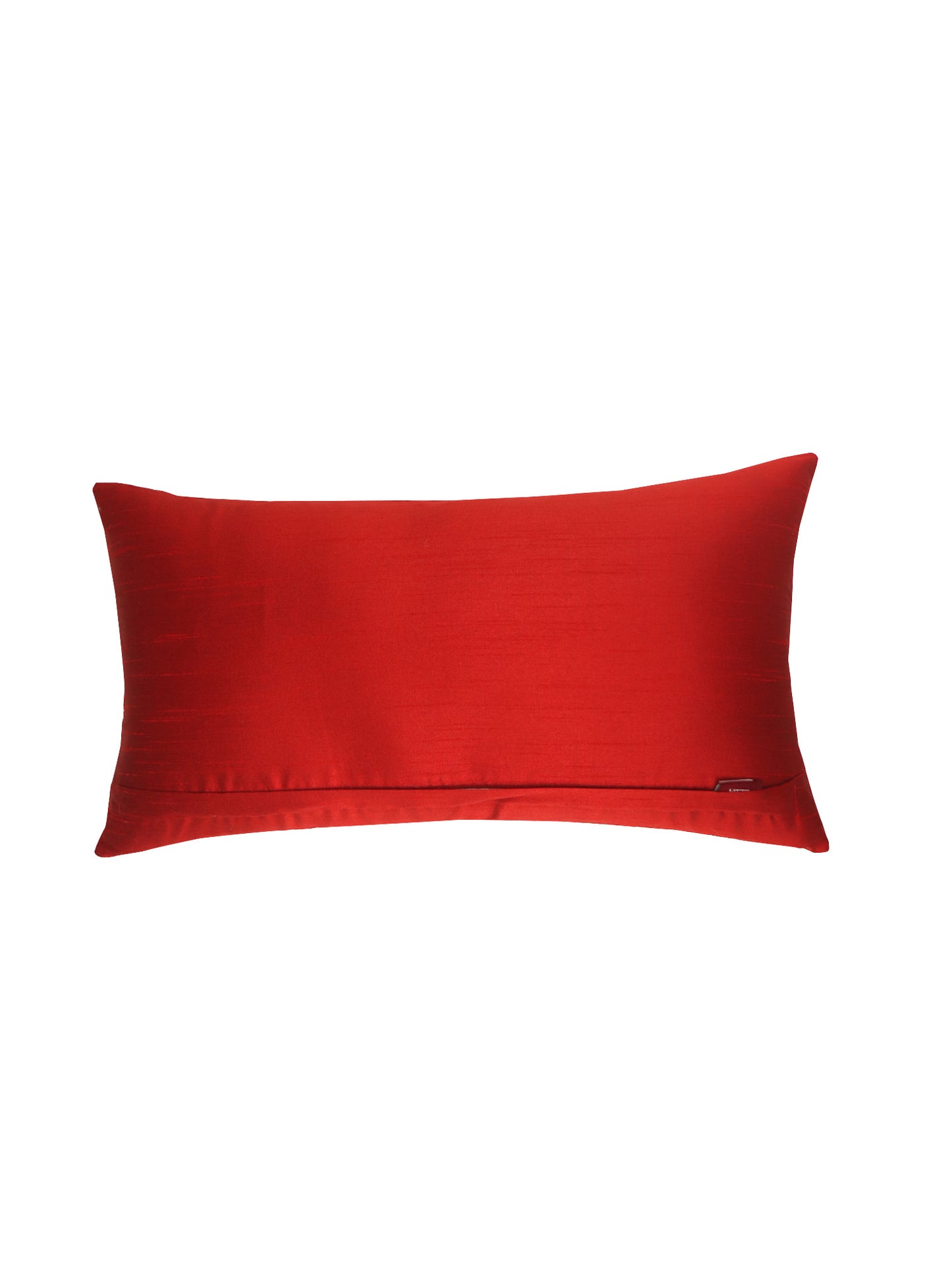 Line Embroidered Cushion Cover Polyester Blend Red - 12" x 22"