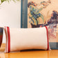 Printed Cushion Cover Stripes Cotton Poly Blend White/Red - 12" x 22"