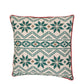 Printed Cushion Cover with Cord Piping and Antique Golden Zari Cotton Polyester Green - 16in x 16in