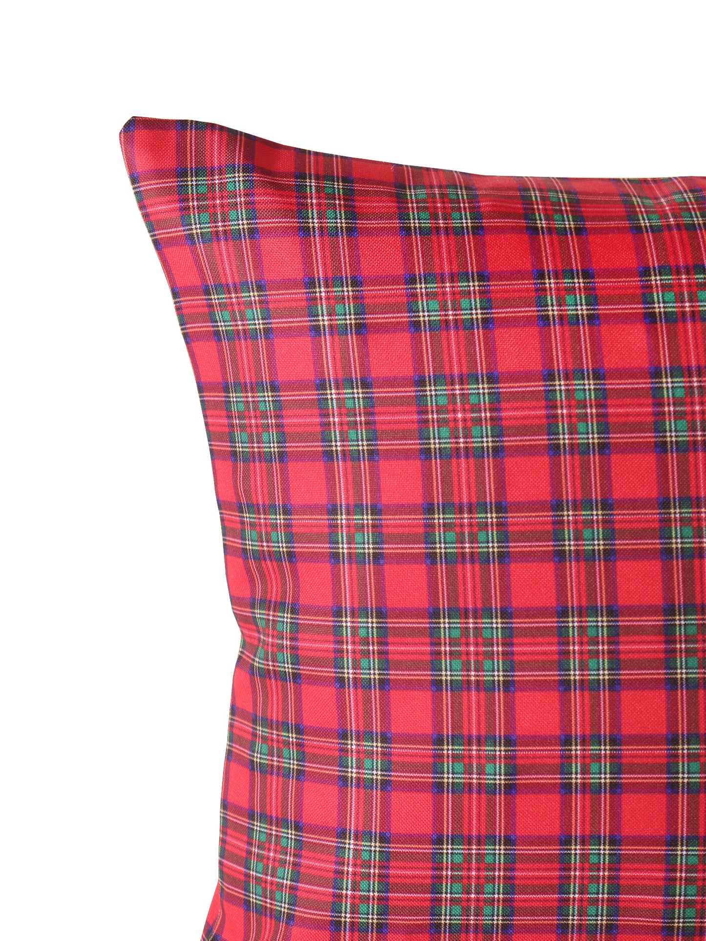 Reversible Cushion Cover Polycanvas Digital print Checks Red - 16" X 16"