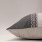 Cushion Cover Cotton Blend Patchwork with Embroidery Grey - 12" X 22"