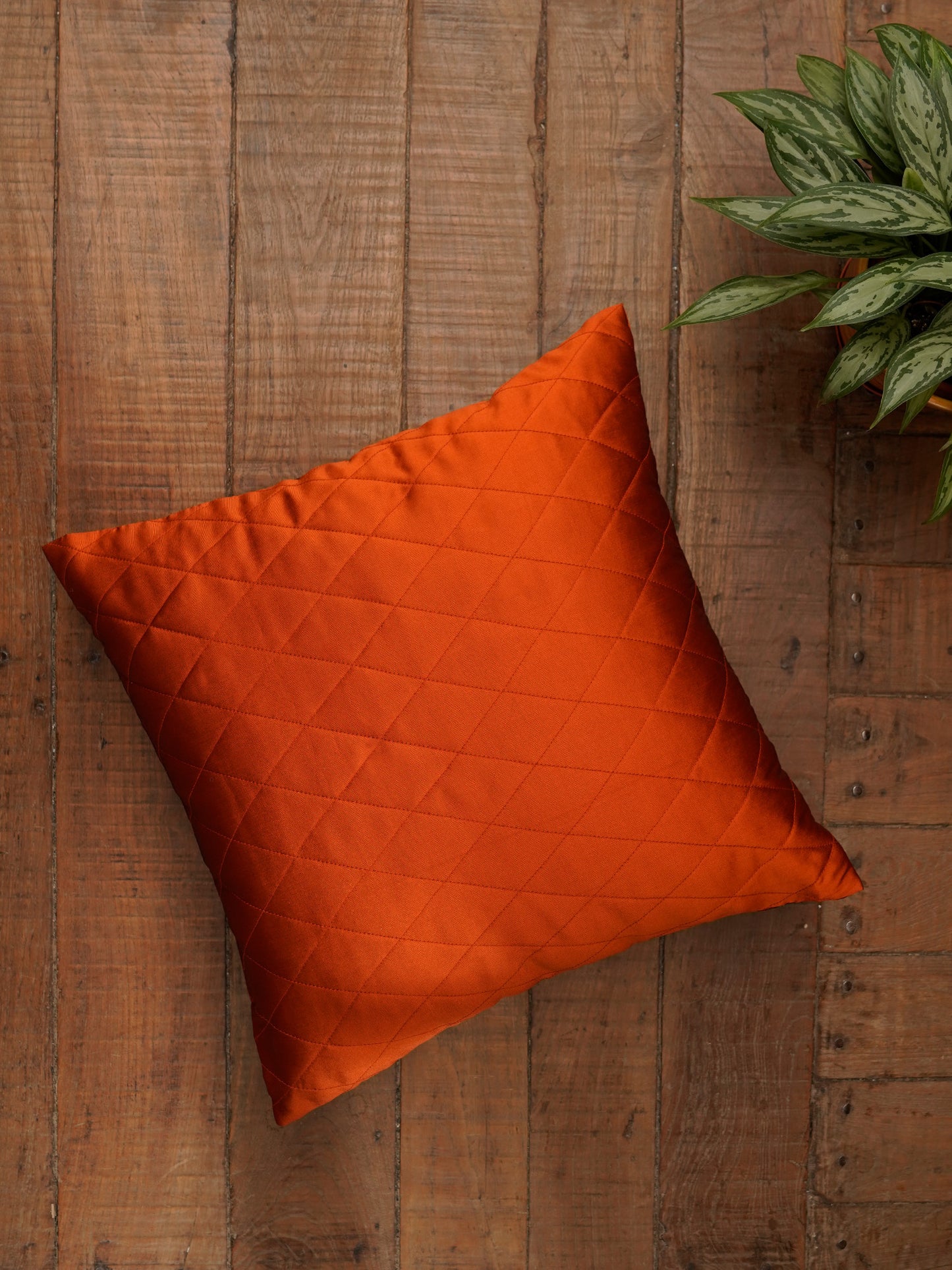 Cushion Cover Diamond Quilted Polyester Blend Orange - 16" x 16"