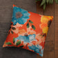 Cushion Cover Polycanvas Watercolor Floral Ocher Grey - 16" X 16"