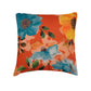 Cushion Cover Polycanvas Watercolor Floral Ocher Grey - 16" X 16"