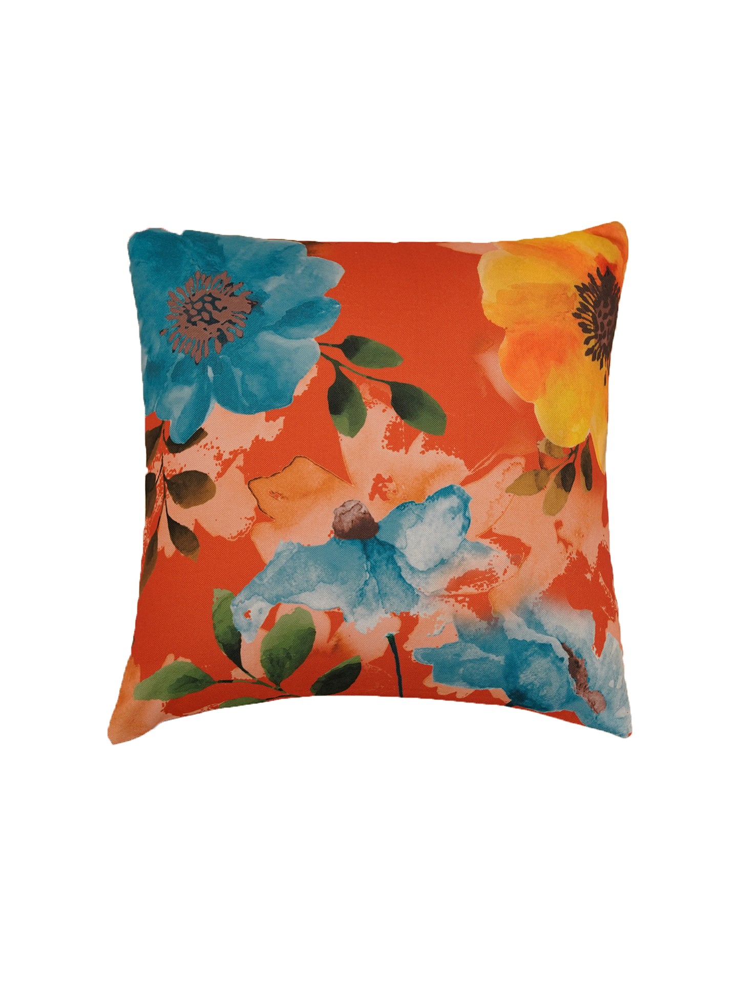 Cushion Cover Polycanvas Watercolor Floral Ocher Grey - 16" X 16"