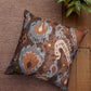 Cushion Cover Polycanvas Brown Blue Watercolor Ikat Brown - 16" X 16"
