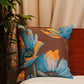 Cushion Cover Printed Poly Canvas Floral Brown Blue Yellow - 16"x16"