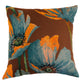 Cushion Cover Printed Poly Canvas Floral Brown Blue Yellow - 16"x16"