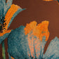 Cushion Cover Printed Poly Canvas Floral Brown Blue Yellow - 16"x16"