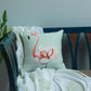 Embroidered Cushion Cover Flamingo with Digital print Green/Pink - 12" X 12"