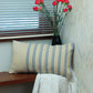 Embroidered Cushion Cover with Striped Patchwork Beige Grey - 12" X 22"