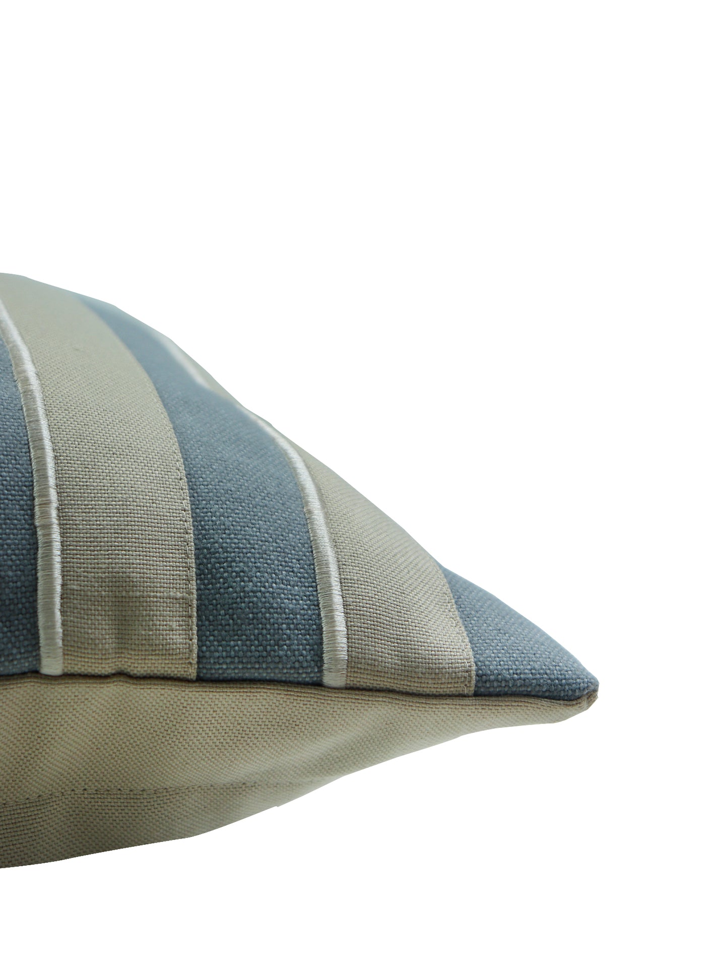 Embroidered Cushion Cover with Striped Patchwork Beige Grey - 12" X 22"