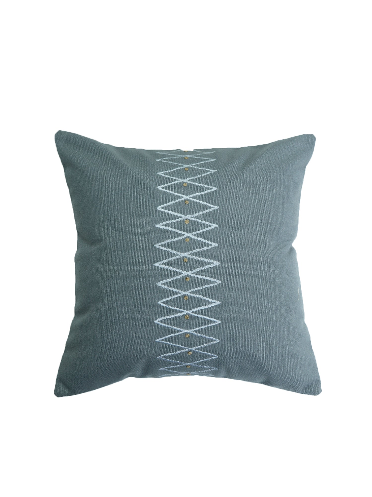 Embroidered Cushion Cover Zigzag Grey - 16" X 16"